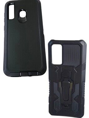2pc Black Rugged Defender Cases For Samsung Galaxy A20/A30/A50
